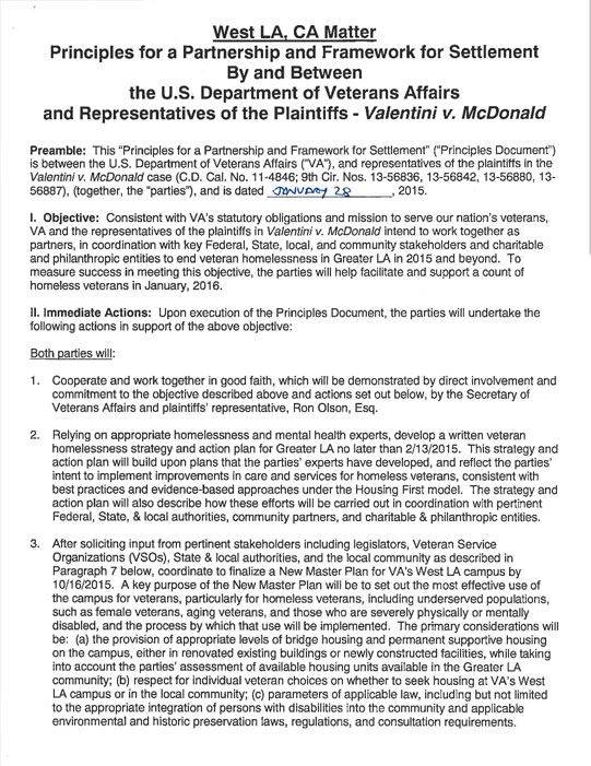 Principles for Partnership and Framework for Settlement